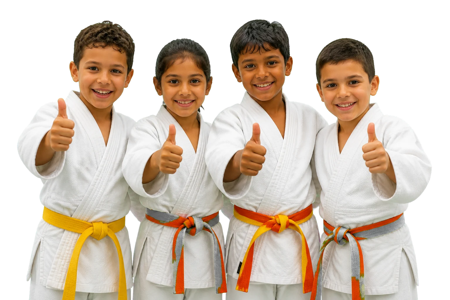 Quatre jeunes judokas du club souriants