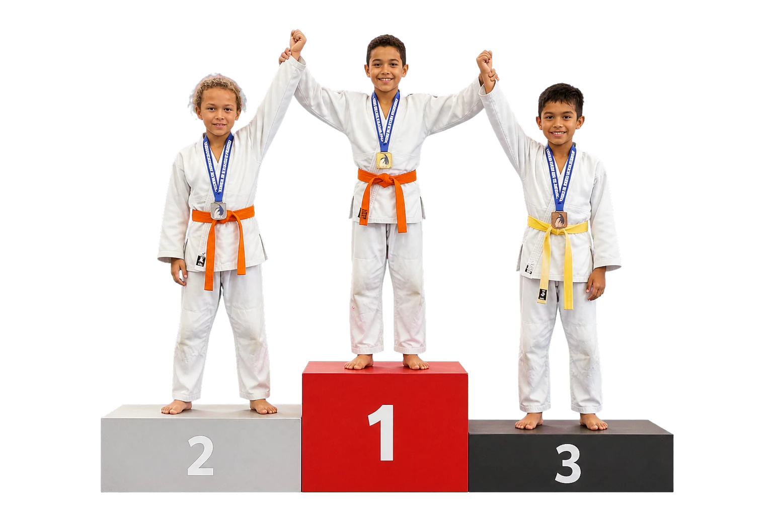 Trois jeunes judokas du club sur un podium